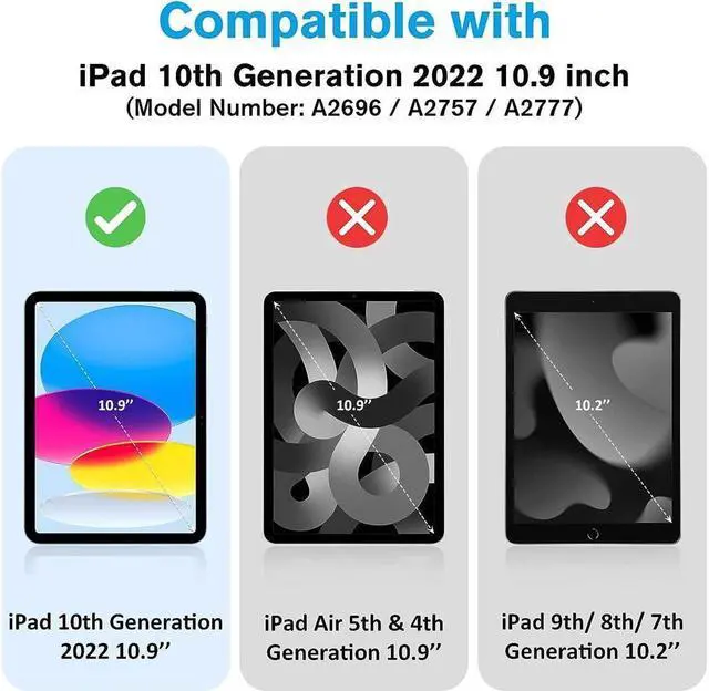 Alt view image 2 of 7 - BONAEVER [2 Pack] Tempered Screen Protector For iPad 10.9 10th Generation 2022 Model A2696 A2757 A2777 Tempered Glass Film Protector Face ID & Apple Pencil & Case Compatible
