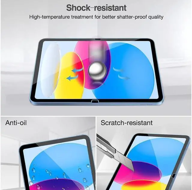 Alt view image 5 of 7 - BONAEVER [2 Pack] Tempered Screen Protector For iPad 10.9 10th Generation 2022 Model A2696 A2757 A2777 Tempered Glass Film Protector Face ID & Apple Pencil & Case Compatible