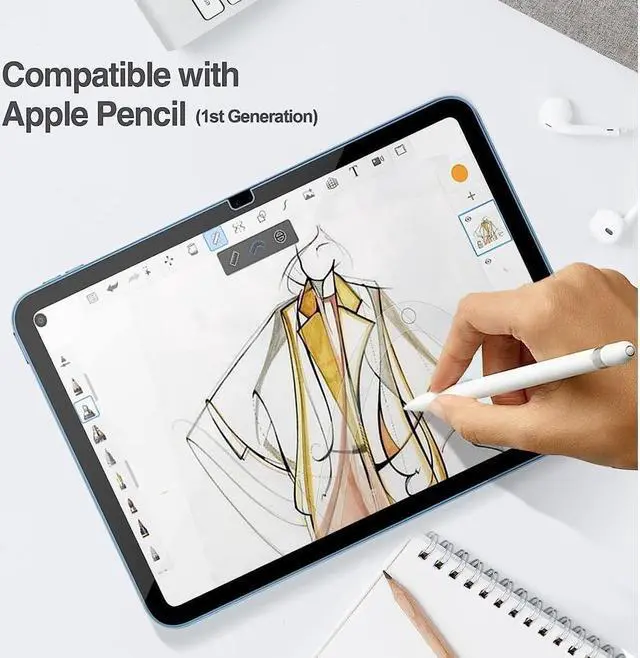 Alt view image 6 of 7 - BONAEVER [2 Pack] Tempered Screen Protector For iPad 10.9 10th Generation 2022 Model A2696 A2757 A2777 Tempered Glass Film Protector Face ID & Apple Pencil & Case Compatible