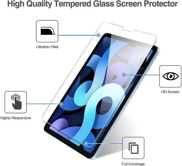 Alt view image 3 of 7 - BONAEVER [2 Pack] Tempered Screen Protector For iPad Air 4 Air 5 Generation 10.9 inch 2022 2020 iPad Pro 11 Inch 2022 2021 2020 2018 Face ID & Apple Pencil & Case Compatible