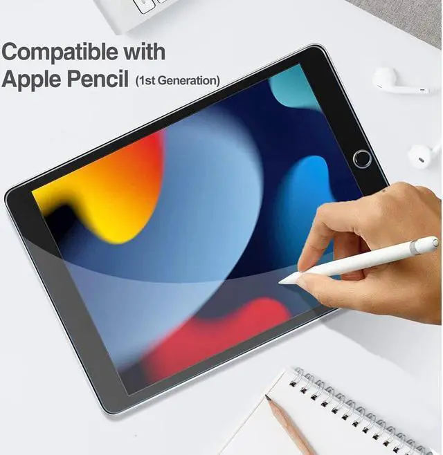 Alt view image 4 of 7 - BONAEVER [2 Pack] Tempered Screen Protector Compatible with iPad 10.2 Inch 9th Generation/8th Generation/7th Generation 2021/2020/2019 Face ID & Apple Pencil & Case Compatible