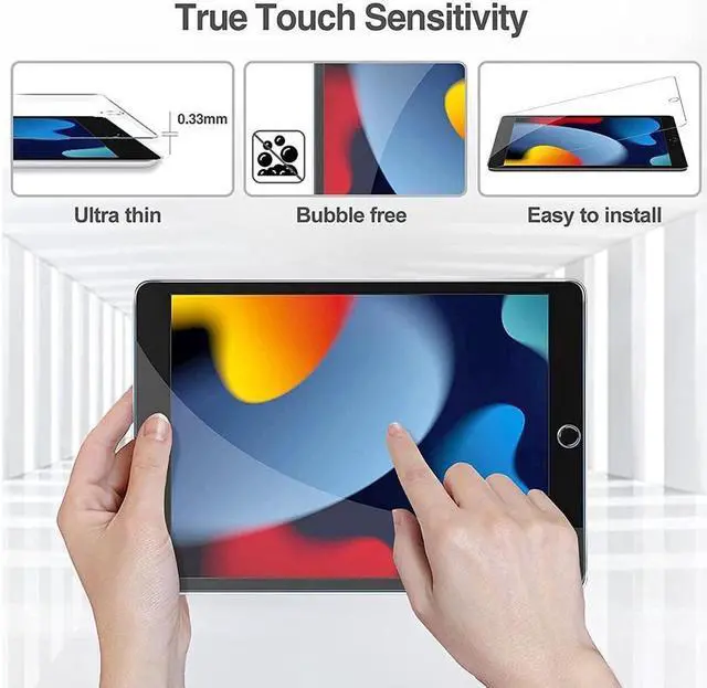 Alt view image 6 of 7 - BONAEVER [2 Pack] Tempered Screen Protector Compatible with iPad 10.2 Inch 9th Generation/8th Generation/7th Generation 2021/2020/2019 Face ID & Apple Pencil & Case Compatible