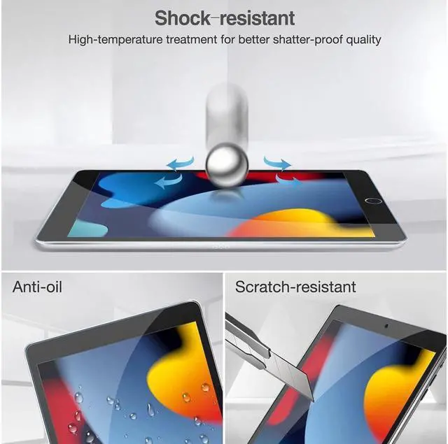 Alt view image 7 of 7 - BONAEVER [2 Pack] Tempered Screen Protector Compatible with iPad 10.2 Inch 9th Generation/8th Generation/7th Generation 2021/2020/2019 Face ID & Apple Pencil & Case Compatible