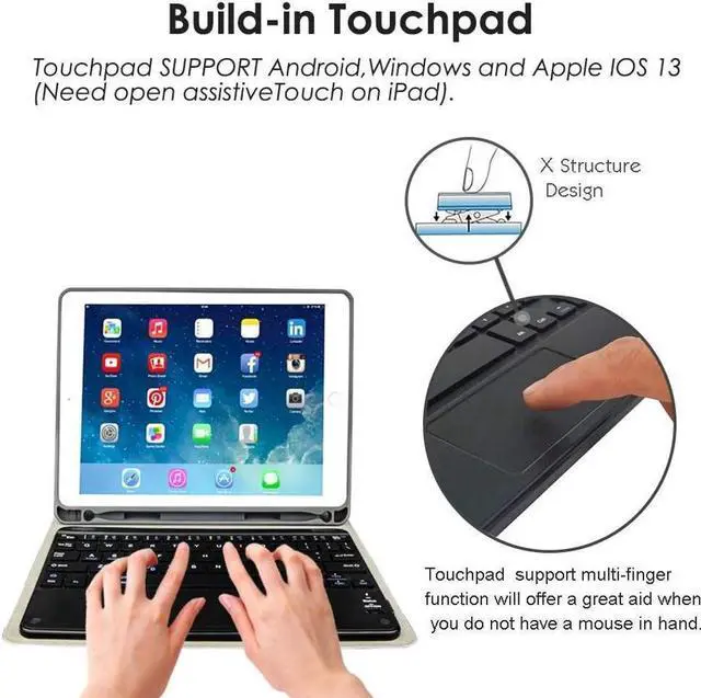 Alt view image 3 of 7 - BONAEVER Keyboard Case for iPad Mini 5 4 3 2 1 - Touchpad Keyboard with Pencil Holder - Slim Leather Folio Smart Cover for iPad Mini 5th 2019 - iPad Mini 4 - Mini 3 - Mini 2 & 1
