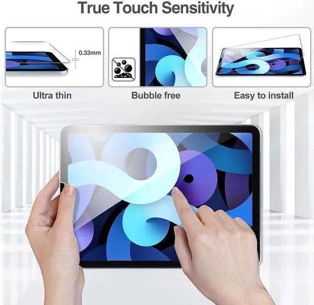Alt view image 5 of 7 - BONAEVER [2 Pack] Tempered Screen Protector For iPad Air 4 Air 5 Generation 10.9 inch 2022 2020 iPad Pro 11 Inch 2022 2021 2020 2018 Face ID & Apple Pencil & Case Compatible