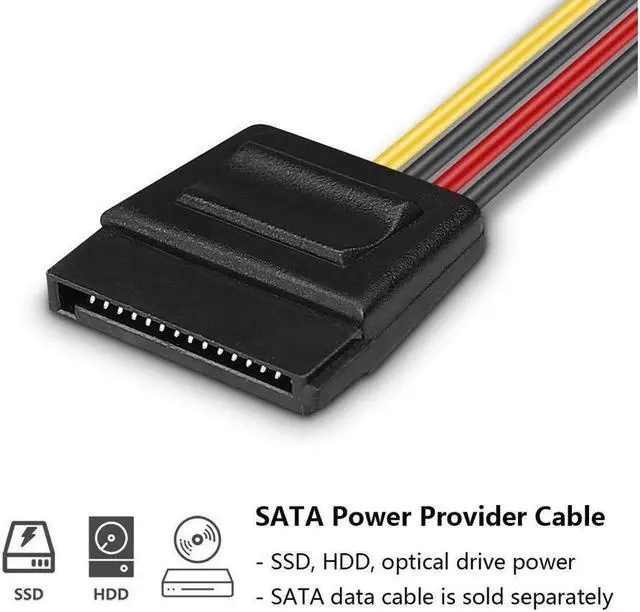 Alt view image 3 of 4 - SATA to Molex, 3 Pack 4 Pin Molex to SATA Power Cable - 8 Inches