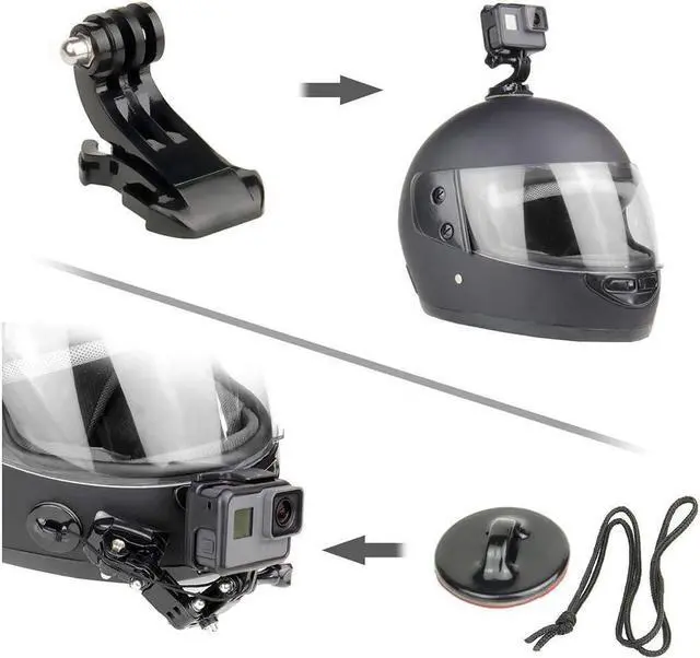 Alt view image 5 of 7 - BONAEVER Motorcycle Helmet Chin Mount Kits for GoPro Hero 12 11 10 9 8 7 6 5 4 Hero Session AKASO SJCAM Yi Action Camera Includes Adhesive Pads Flat Curved J-Hook Mount