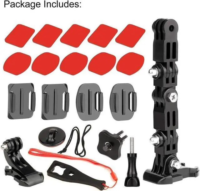 Alt view image 7 of 7 - BONAEVER Motorcycle Helmet Chin Mount Kits for GoPro Hero 12 11 10 9 8 7 6 5 4 Hero Session AKASO SJCAM Yi Action Camera Includes Adhesive Pads Flat Curved J-Hook Mount