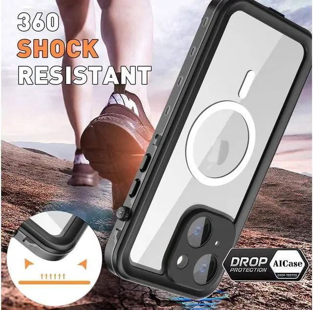 Alt view image 5 of 7 - BONAEVER for iPhone 14 Case Waterproof Compatible with Magsafe Magnetic Protective iPhone 14 Phone Case Water Proof Mag Safe Magnet Shockproof Clear with Screen Protector