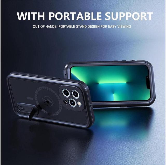 Alt view image 4 of 7 - BONAEVER Waterproof Case for iPhone 13 Pro Max with Mag-Safe Charging Built-in Screen Protector Stand and Magnetic Shockproof for Apple iPhone 13 Pro Max 5G