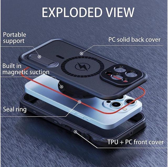 Alt view image 5 of 7 - BONAEVER Waterproof Case for iPhone 13 Pro Max with Mag-Safe Charging Built-in Screen Protector Stand and Magnetic Shockproof for Apple iPhone 13 Pro Max 5G