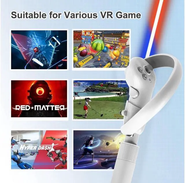 Alt view image 6 of 7 - BONAEVER Extension Grips for PICO 4 Accessories Extension Handle for PICO 4 Controllers Accessory for Beat Saber/Gorilla Tag Long Arms/Golf Club VR Handle Attachments Compatible with Playing VR Games