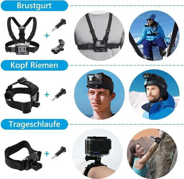 Alt view image 6 of 7 - BONAEVER Accessory Set Kit Bundle for GoPro Hero 12/11/10/9 Black Waterproof Protective Case Waterproof Housing Snorkelling Accessories Bicycle Mount Selfie Bar Head Strap for GoPro Hero 9 10 11 12