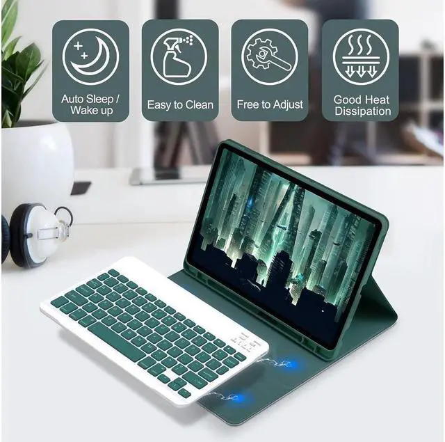 Alt view image 3 of 7 - BONAEVER Keyboard Case with Wireless Mouse Combo for Samsung Galaxy Tab A7 10.4 inch 2020 SM-T500 SM-T505 SM-T507 Smart Folio Cover with Magnetic Wireless Keyboard Mice