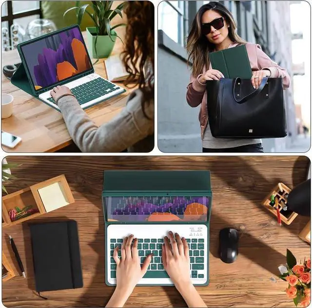 Alt view image 7 of 7 - BONAEVER Keyboard Case with Wireless Mouse Combo for Samsung Galaxy Tab A7 10.4 inch 2020 SM-T500 SM-T505 SM-T507 Smart Folio Cover with Magnetic Wireless Keyboard Mice