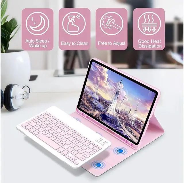 Alt view image 3 of 7 - BONAEVER Keyboard Case with Wireless Mouse Combo for Galaxy Tab S6 Lite 10.4 inch 2022/2020 Model SM-P610/P613/P615/P619 Smart Folio Cover with Magnetic Wireless Keyboard Mice