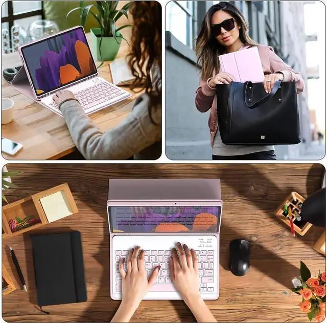 Alt view image 7 of 7 - BONAEVER Keyboard Case with Wireless Mouse Combo for Galaxy Tab S6 Lite 10.4 inch 2022/2020 Model SM-P610/P613/P615/P619 Smart Folio Cover with Magnetic Wireless Keyboard Mice