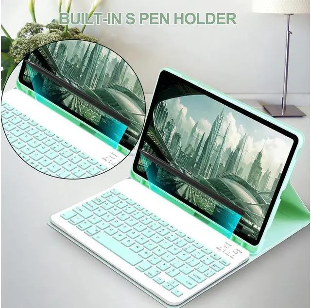 Alt view image 4 of 7 - BONAEVER Keyboard Case with Wireless Mouse Combo for Samsung Galaxy Tab A8 10.5 Inch 2022 Model SM-X200/X205/X207 Smart Folio Cover with Magnetic Wireless Keyboard Mice