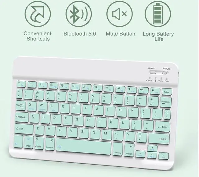 Alt view image 6 of 7 - BONAEVER Keyboard Case with Wireless Mouse Combo for Samsung Galaxy Tab A8 10.5 Inch 2022 Model SM-X200/X205/X207 Smart Folio Cover with Magnetic Wireless Keyboard Mice