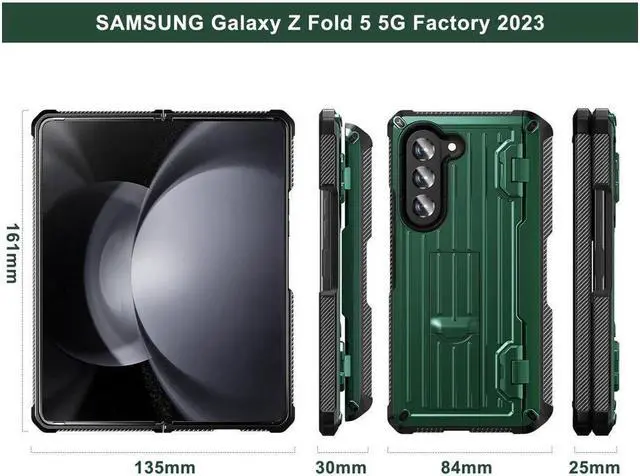 Alt view image 6 of 7 - BONAEVER Case for Samsung Galaxy Z Fold 5 5G 2023 Military-Grade Full-Body Shockproof Phone Cover Rugged Bumper Case with Built-in Screen Protector & Stand and & S Pen Slot