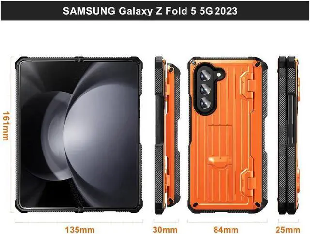 Alt view image 4 of 7 - BONAEVER Case for Samsung Galaxy Z Fold 5 5G 2023 Military-Grade Full-Body Shockproof Phone Cover Rugged Bumper Case with Built-in Screen Protector & Stand and & S Pen Slot