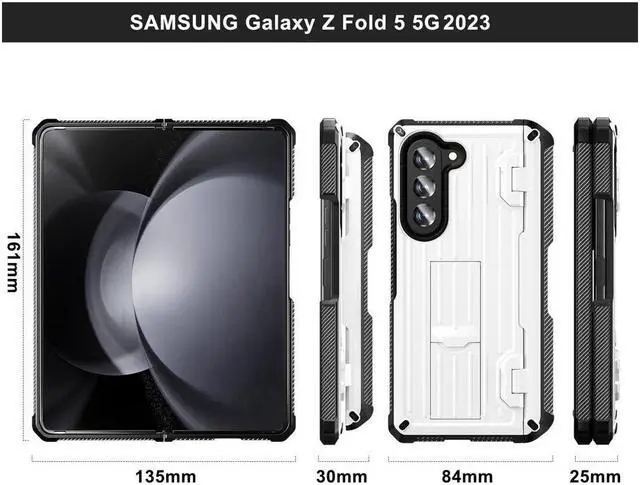 Alt view image 4 of 7 - BONAEVER Case for Samsung Galaxy Z Fold 5 5G 2023 Military-Grade Full-Body Shockproof Phone Cover Rugged Bumper Case with Built-in Screen Protector & Stand and & S Pen Slot