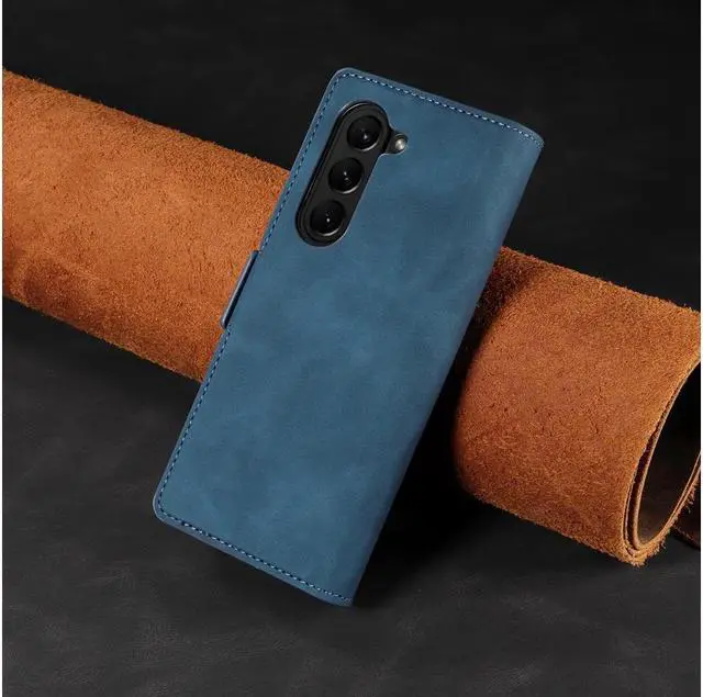 Alt view image 7 of 7 - BONAEVER For Samsung Galaxy Galaxy Z Fold 5 Case Premium PU Leather Cover TPU Bumper with Card Holder Stand andidden Magnetic Shockproof Flip Wallet Case for Galaxy Z Fold 5 5G 2023 Released
