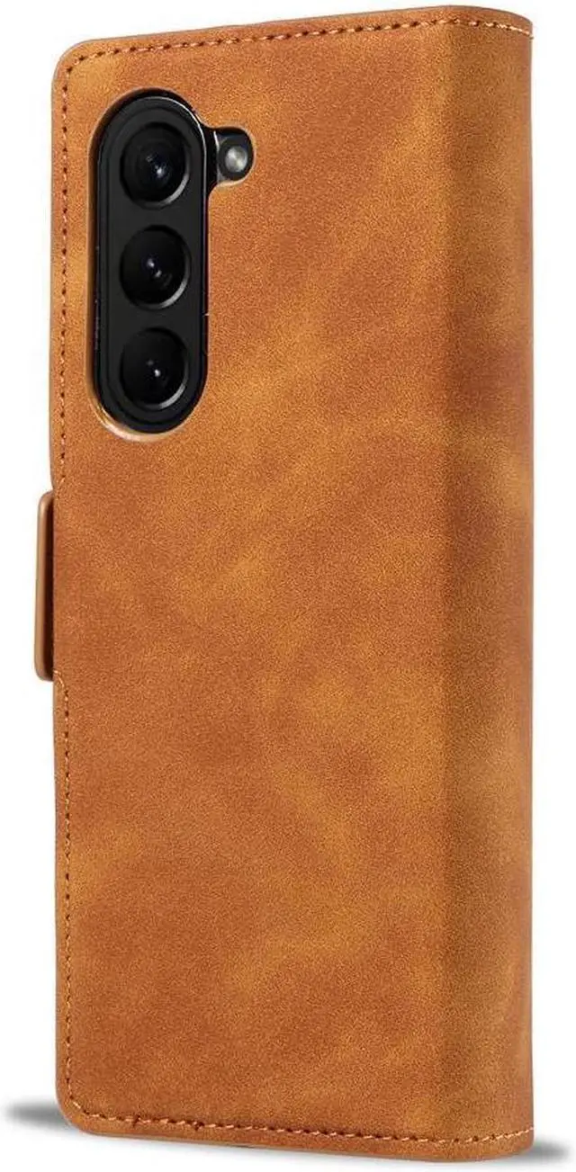 Alt view image 4 of 7 - BONAEVER For Samsung Galaxy Galaxy Z Fold 5 Case Premium PU Leather Cover TPU Bumper with Card Holder Stand andidden Magnetic Shockproof Flip Wallet Case for Galaxy Z Fold 5 5G 2023 Released