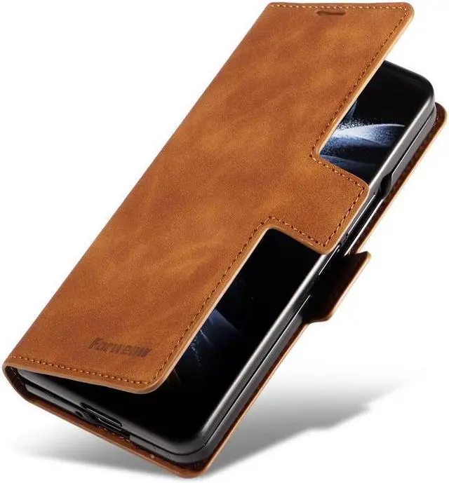 Alt view image 5 of 7 - BONAEVER For Samsung Galaxy Galaxy Z Fold 5 Case Premium PU Leather Cover TPU Bumper with Card Holder Stand andidden Magnetic Shockproof Flip Wallet Case for Galaxy Z Fold 5 5G 2023 Released