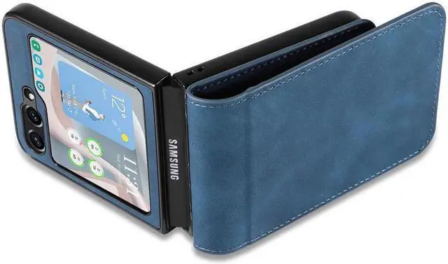 Alt view image 3 of 7 - BONAEVER For Samsung Galaxy Z Flip 5 5G 2023 Case Premium PU Leather Cover with Card Holder Magnetic Shockproof Phone Cover Flip Wallet Case