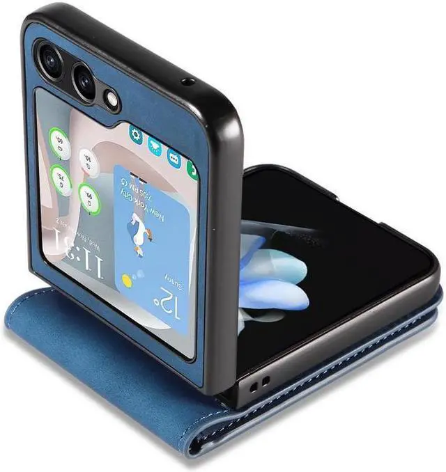 Alt view image 2 of 7 - BONAEVER For Samsung Galaxy Z Flip 5 5G 2023 Case Premium PU Leather Cover with Card Holder Magnetic Shockproof Phone Cover Flip Wallet Case