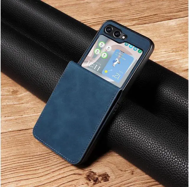 Alt view image 6 of 7 - BONAEVER For Samsung Galaxy Z Flip 5 5G 2023 Case Premium PU Leather Cover with Card Holder Magnetic Shockproof Phone Cover Flip Wallet Case