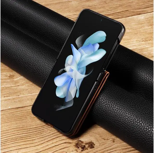 Alt view image 6 of 7 - BONAEVER For Samsung Galaxy Z Flip 5 5G 2023 Case Premium PU Leather Cover with Card Holder Magnetic Shockproof Phone Cover Flip Wallet Case