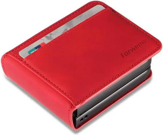 Alt view image 4 of 7 - BONAEVER For Samsung Galaxy Z Flip 5 5G 2023 Case Premium PU Leather Cover with Card Holder Magnetic Shockproof Phone Cover Flip Wallet Case