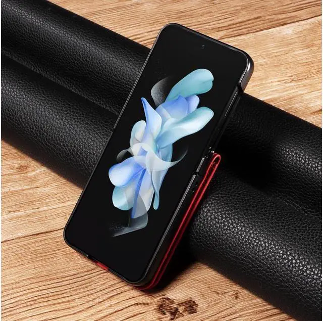 Alt view image 6 of 7 - BONAEVER For Samsung Galaxy Z Flip 5 5G 2023 Case Premium PU Leather Cover with Card Holder Magnetic Shockproof Phone Cover Flip Wallet Case