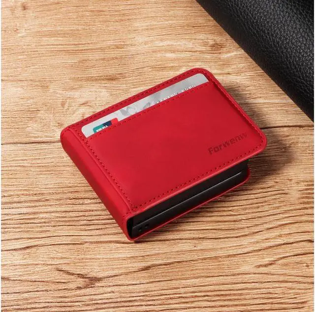 Alt view image 5 of 7 - BONAEVER For Samsung Galaxy Z Flip 5 5G 2023 Case Premium PU Leather Cover with Card Holder Magnetic Shockproof Phone Cover Flip Wallet Case