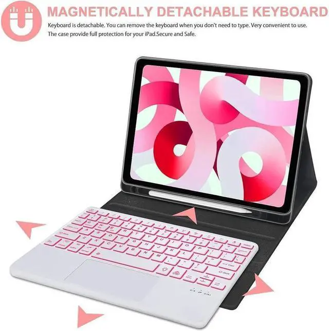 Alt view image 4 of 7 - BONAEVER Bluetooth Touchpad Keyboard Case for Samsung Galaxy Tab S10 Plus / S9 Plus / S9 FE Plus / S8 Plus 12.4 inch, 7 Colors Backlight Wireless Trackpad Keyboard & Stand Cover with Pen Holder