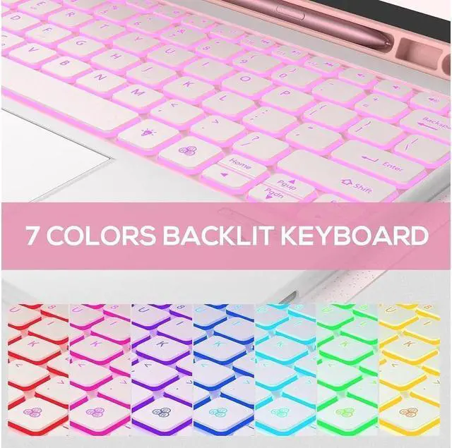Alt view image 6 of 7 - BONAEVER Bluetooth Touchpad Keyboard Case for Samsung Galaxy Tab S10 Plus / S9 Plus / S9 FE Plus / S8 Plus 12.4 inch, 7 Colors Backlight Wireless Trackpad Keyboard & Stand Cover with Pen Holder