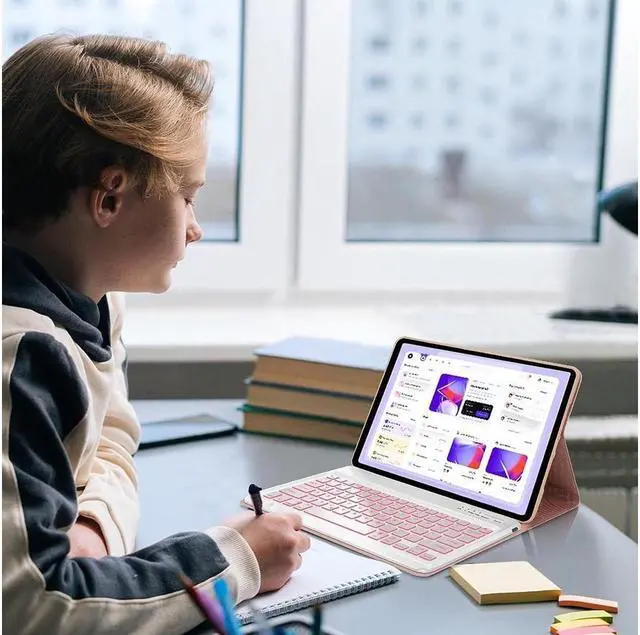 Alt view image 7 of 7 - BONAEVER Keyboard Case with Mouse Combo for Samsung Galaxy Tab S10 Plus / S9 Plus / S9 FE Plus / S8 Plus 12.4 inch Smart Folio Cover with 7 Colors Backlit Magnetic Wireless Keyboard