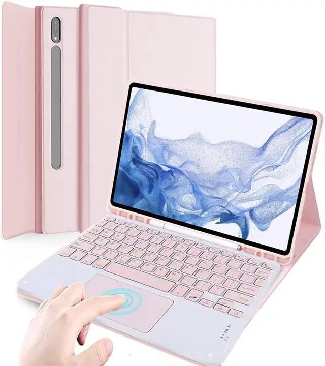 Main image of BONAEVER Keyboard Case with Mouse Combo for Samsung Galaxy Tab S10 Plus / S9 Plus / S9 FE Plus / S8 Plus 12.4 inch Smart Folio Cover with 7 Colors Backlit Magnetic Wireless Keyboard