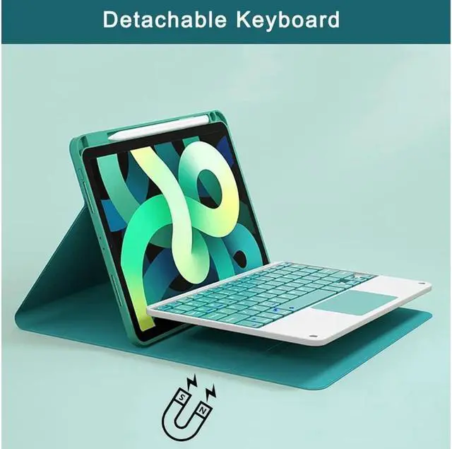 Alt view image 4 of 7 - BONAEVER Touchpad Keyboard Case for iPad 2017 2018 5th 6th Generation 9.7 Inch iPad Air 2 / Air 1 Smart Stand Cover with Wireless Magnetic Keyboard Pencil Holder