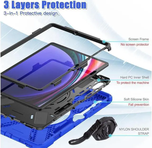 Alt view image 7 of 7 - BONAEVER Case for Samsung Galaxy Tab S10 Plus 2024 / S9 Plus 2023 / S9 FE Plus / S8 Plus 2022 / S7 FE 2021 / S7 Plus 2020 12.4 inch Protective Shockproof Cover with Rotating Stand and /Shoulder Strap
