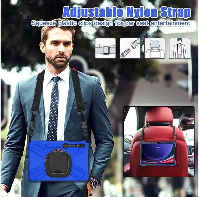 Alt view image 6 of 7 - BONAEVER Case for Samsung Galaxy Tab S10 Plus 2024 / S9 Plus 2023 / S9 FE Plus / S8 Plus 2022 / S7 FE 2021 / S7 Plus 2020 12.4 inch Protective Shockproof Cover with Rotating Stand and /Shoulder Strap