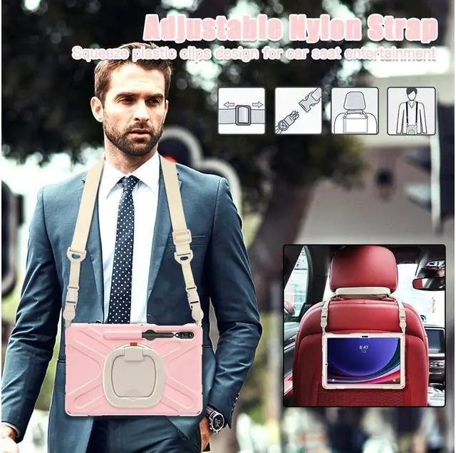 Alt view image 7 of 7 - BONAEVER Case for Samsung Galaxy Tab S9 Plus 2023 / S9 FE Plus / S8 Plus 2022 / S7 FE 2021 / S7 Plus 2020 12.4 inch Protective Shockproof Cover with 360 Degree Rotating Stand and /Shoulder Strap