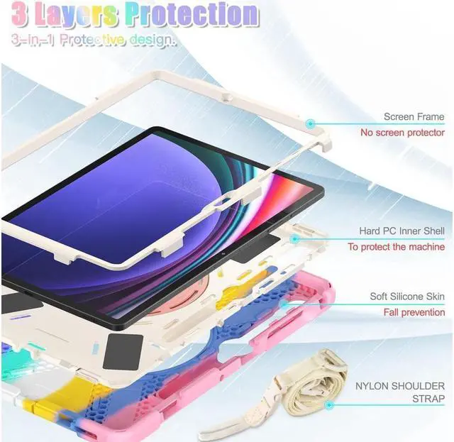 Alt view image 5 of 7 - BONAEVER Case for Samsung Galaxy Tab S9 Plus 2023 / S9 FE Plus / S8 Plus 2022 / S7 FE 2021 / S7 Plus 2020 12.4 inch Protective Shockproof Cover with 360 Degree Rotating Stand and /Shoulder Strap