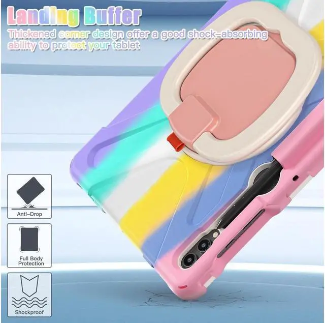 Alt view image 4 of 7 - BONAEVER Case for Samsung Galaxy Tab S9 Plus 2023 / S9 FE Plus / S8 Plus 2022 / S7 FE 2021 / S7 Plus 2020 12.4 inch Protective Shockproof Cover with 360 Degree Rotating Stand and /Shoulder Strap