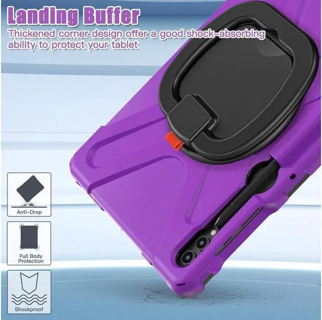 Alt view image 4 of 7 - BONAEVER Case for Samsung Galaxy Tab S10 Plus 2024 / S9 Plus 2023 / S9 FE Plus / S8 Plus 2022 / S7 FE 2021 / S7 Plus 2020 12.4 inch Protective Shockproof Cover with Rotating Stand and /Shoulder Strap