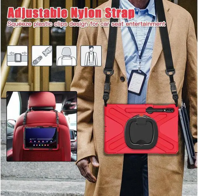 Alt view image 6 of 7 - BONAEVER Case for Samsung Galaxy Tab S9 Plus 2023 / S9 FE Plus / S8 Plus 2022 / S7 FE 2021 / S7 Plus 2020 12.4 inch Protective Shockproof Cover with 360 Degree Rotating Stand and /Shoulder Strap