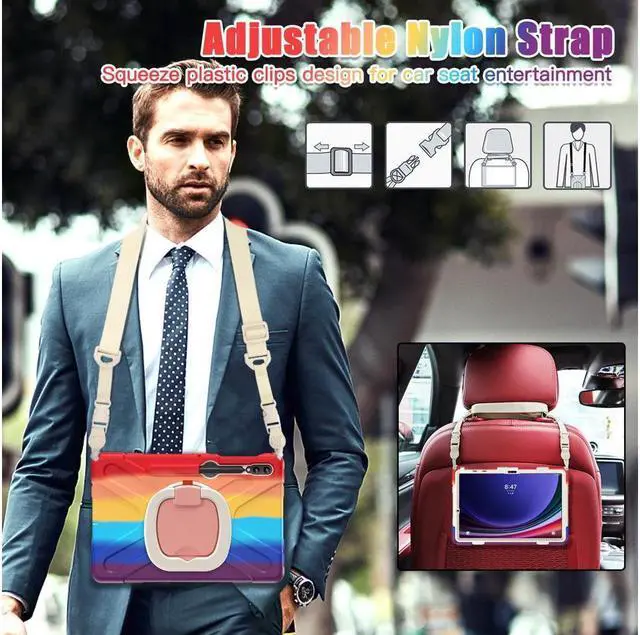 Alt view image 7 of 7 - BONAEVER Case for Samsung Galaxy Tab S10 Plus 2024 / S9 Plus 2023 / S9 FE Plus / S8 Plus 2022 / S7 FE 2021 / S7 Plus 2020 12.4 inch Protective Shockproof Cover with Rotating Stand and /Shoulder Strap