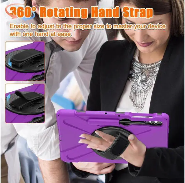 Alt view image 2 of 7 - BONAEVER Protective Case for Samsung Galaxy Tab S10 Plus 2024/S9 Plus 2023/S9 FE Plus 2023/S8 Plus 2022/S7 FE 2021/S7 Plus 2020 12.4" Shockproof Cover with Rotating Stand and /Shoulder Strap